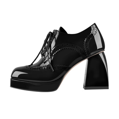 Patent Square Toe Chunky Heel Pumps | Onlymaker Smart Buy
