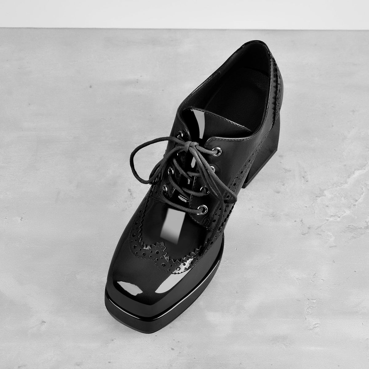 Patent Square Toe Chunky Heel Pumps | Onlymaker Smart Buy