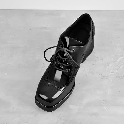 Patent Square Toe Chunky Heel Pumps | Onlymaker Smart Buy