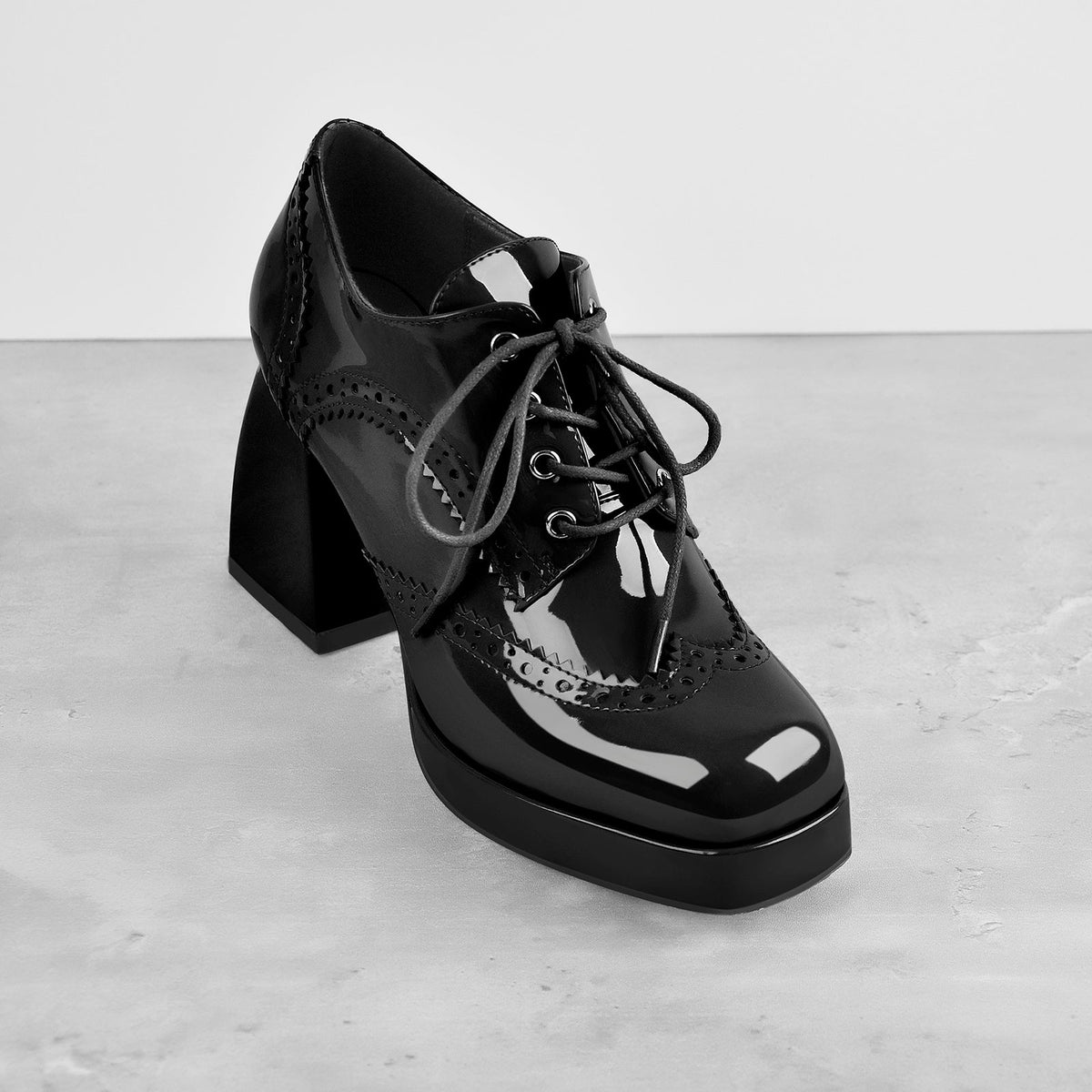 Patent Square Toe Chunky Heel Pumps | Onlymaker Smart Buy