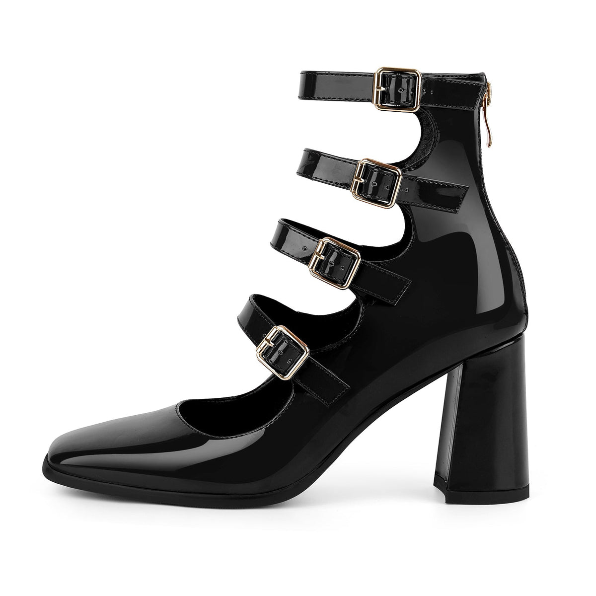 Square Toe Multi Buckle Strap Pumps | Onlymaker Deals