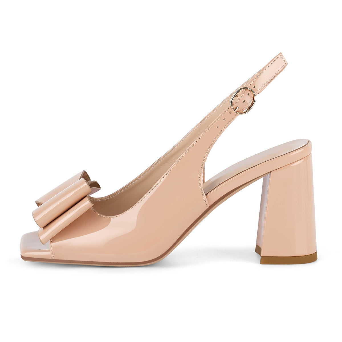 Open Toe Bow Slingback Chunky Heel Pumps | Onlymaker Smart Buy