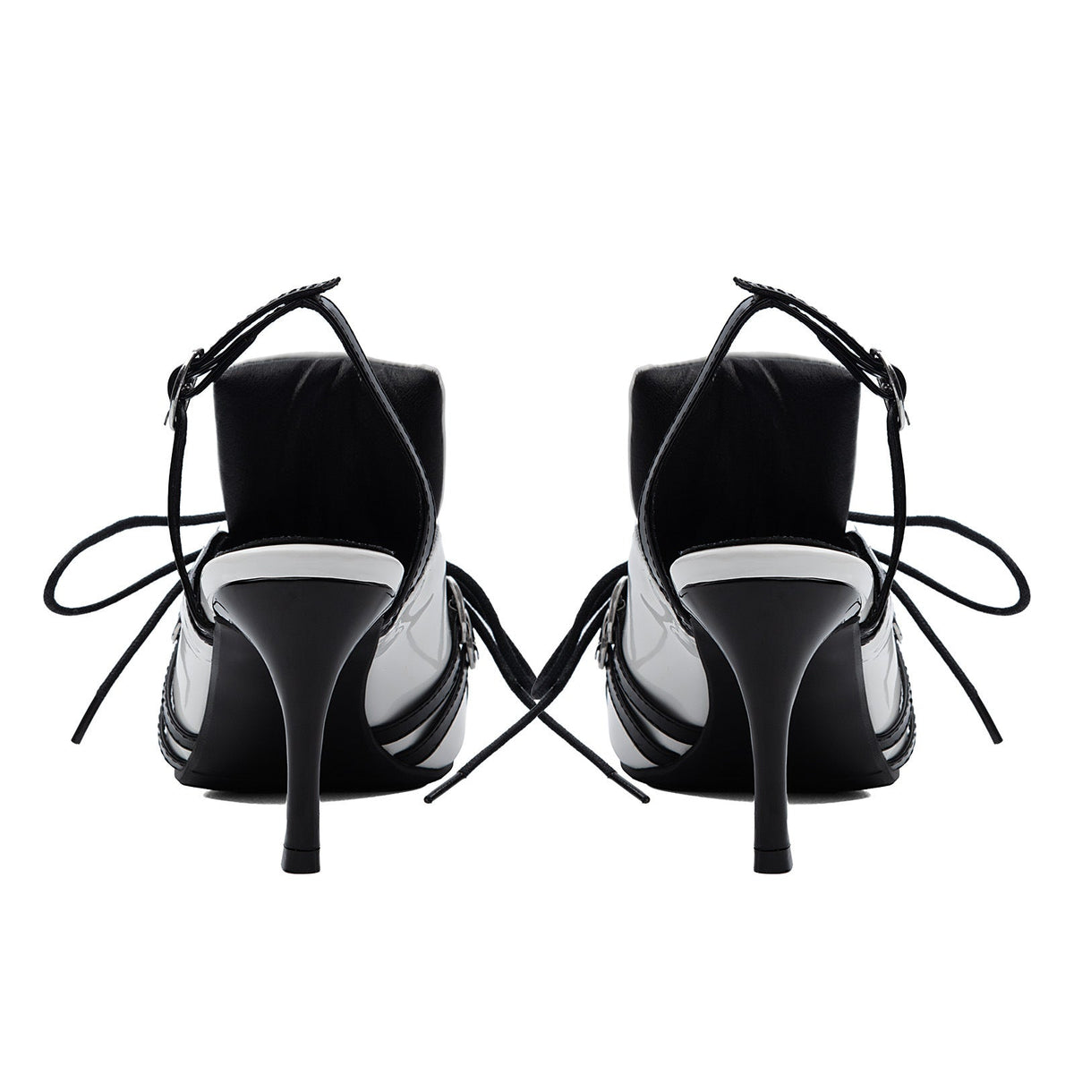 Pointed Toe Buckle Lace-up Sporty Slingback Pumps | Onlymaker Discount