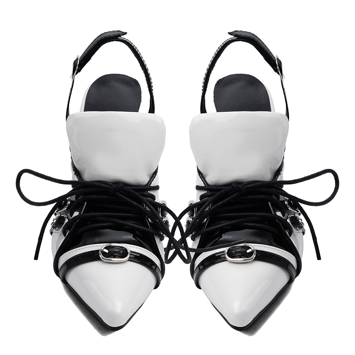 Pointed Toe Buckle Lace-up Sporty Slingback Pumps | Onlymaker Discount