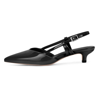 Pointed Toe Slingback Kitten Heel Pumps | Onlymaker Trusted