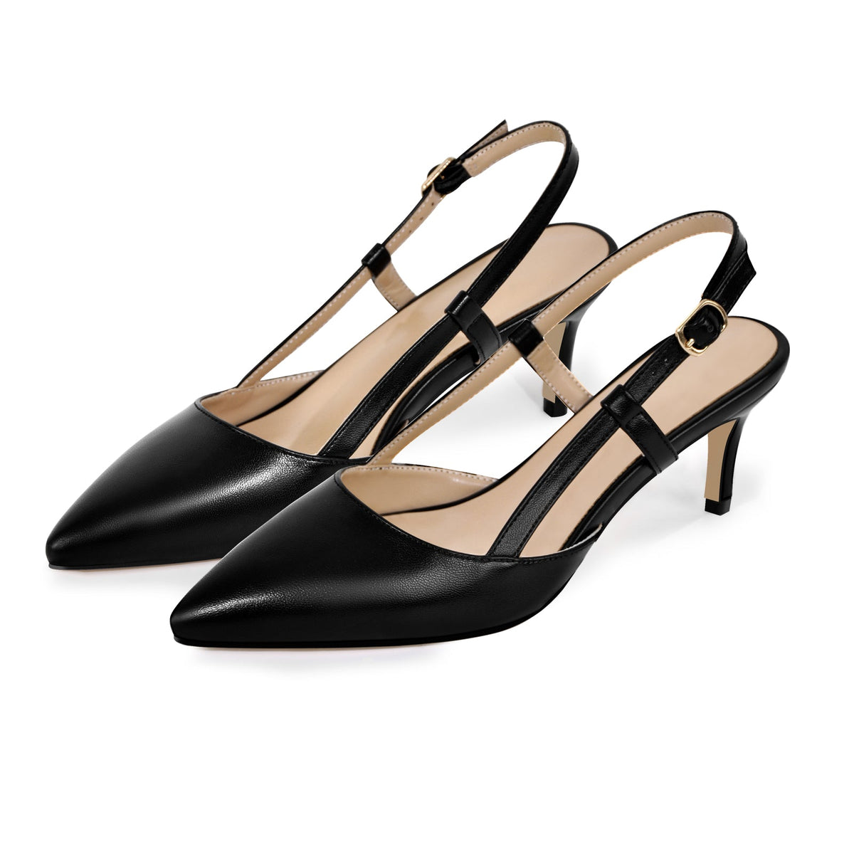 Pointed Toe Kitten Heel Slingback Pumps | Onlymaker Everyday