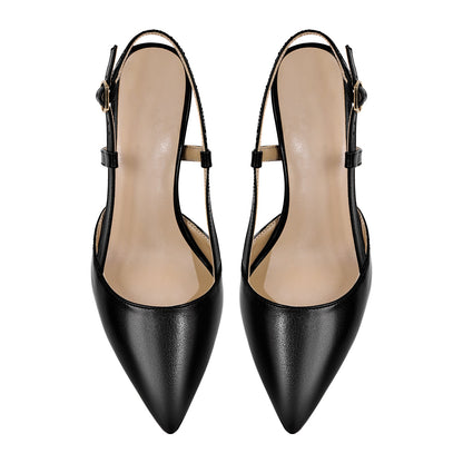 Pointed Toe Kitten Heel Slingback Pumps | Onlymaker Everyday
