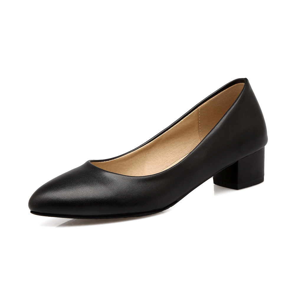 Pointed Toe Chunky Heel Basic Pumps | Onlymaker Discount