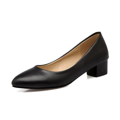 Pointed Toe Chunky Heel Basic Pumps | Onlymaker Discount