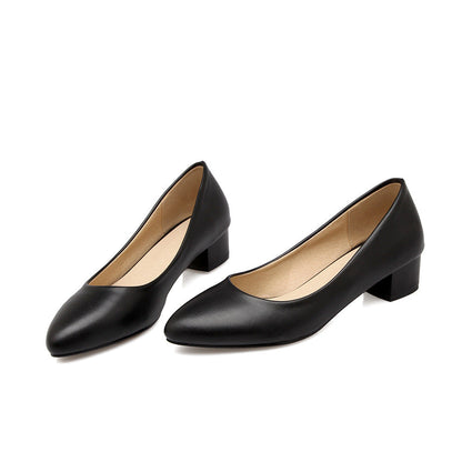 Pointed Toe Chunky Heel Basic Pumps | Onlymaker Discount