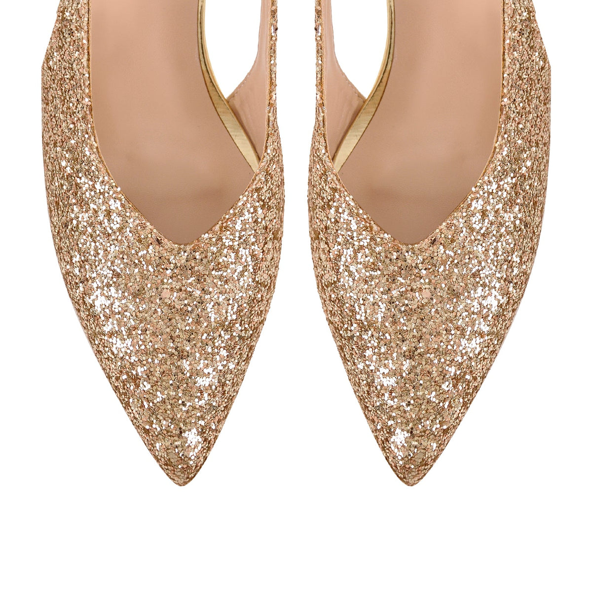 Glitter Pointed Toe Kitten Heel Slingback Pumps | Onlymaker Value
