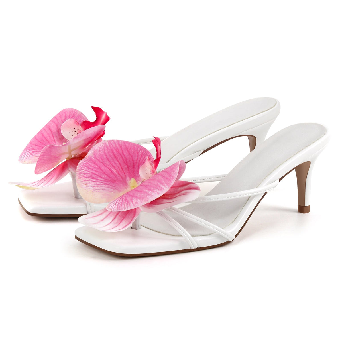 Flower Square Toe Thong Sandals Mules | Onlymaker Customer Favorite