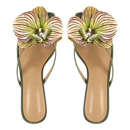 Square Toe Flower Thong Mules | Onlymaker Best Price