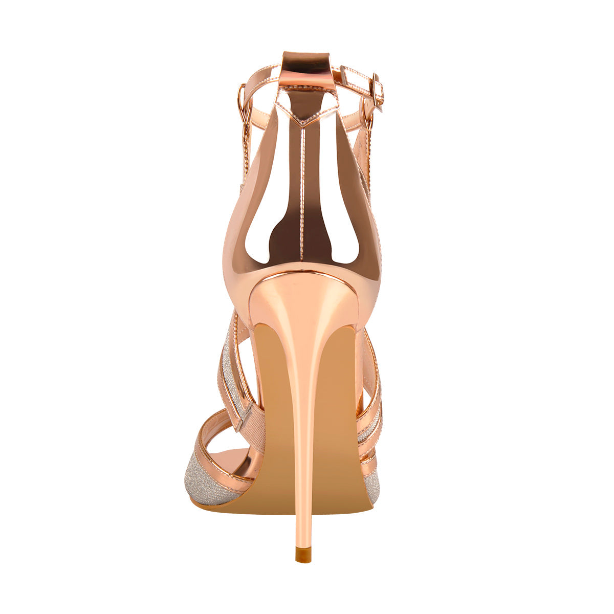 Champagne Gold Metallic Luster Glitter Cut Out Sandals | Onlymaker Exclusive