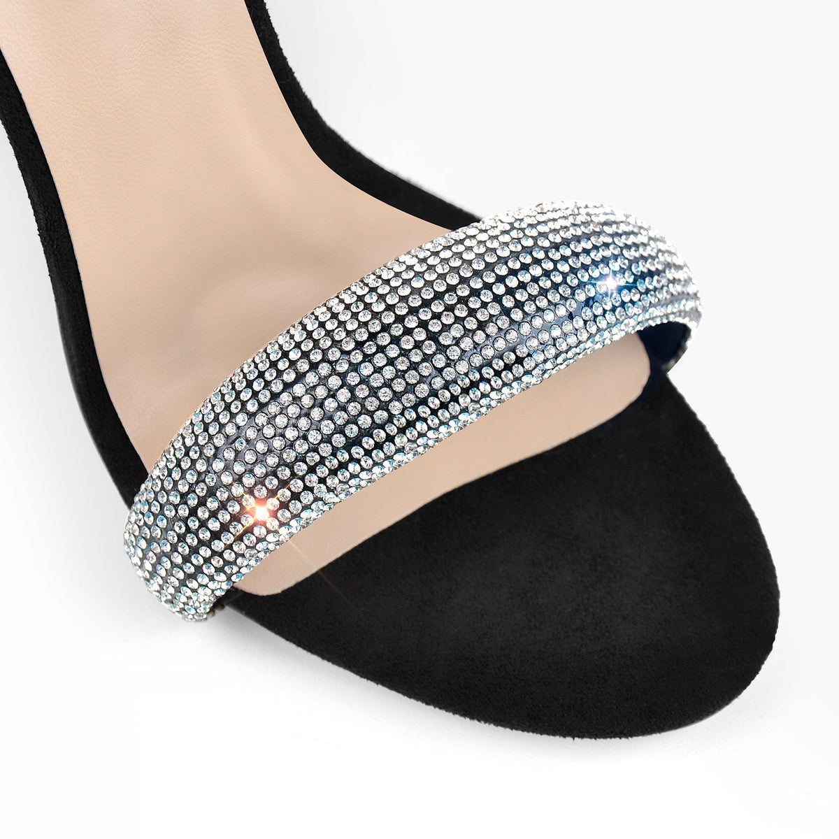 Double Rhinestone Band Zipper Stiletto Sandals | Onlymaker Trending