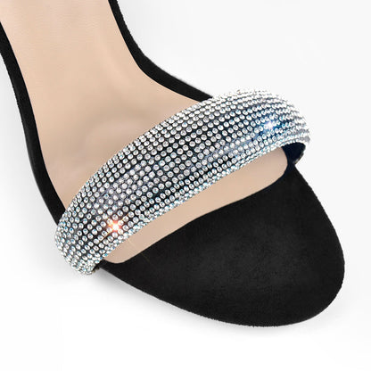 Double Rhinestone Band Zipper Stiletto Sandals | Onlymaker Trending
