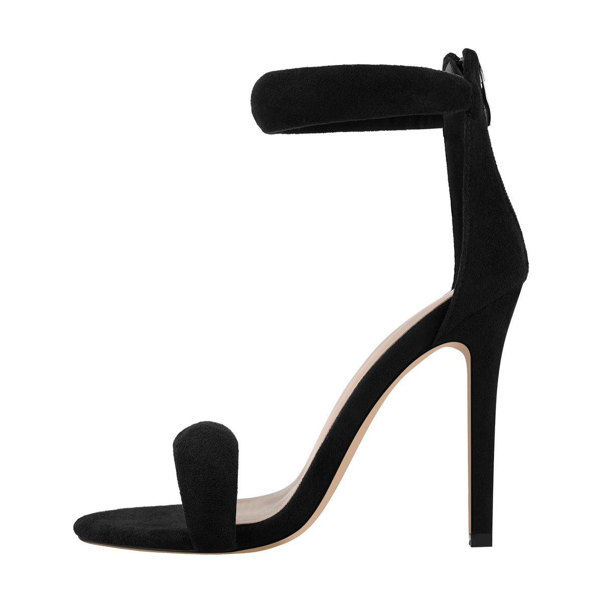 Double Rhinestone Band Zipper Stiletto Sandals | Onlymaker Trending