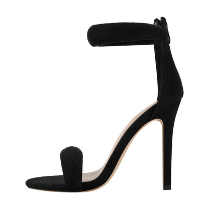 Double Rhinestone Band Zipper Stiletto Sandals | Onlymaker Trending