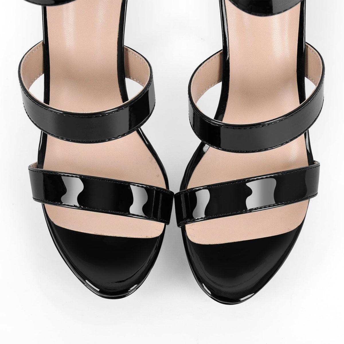 Black Ankle Zip Platform Stiletto Band Sandals | Onlymaker Customer Favorite