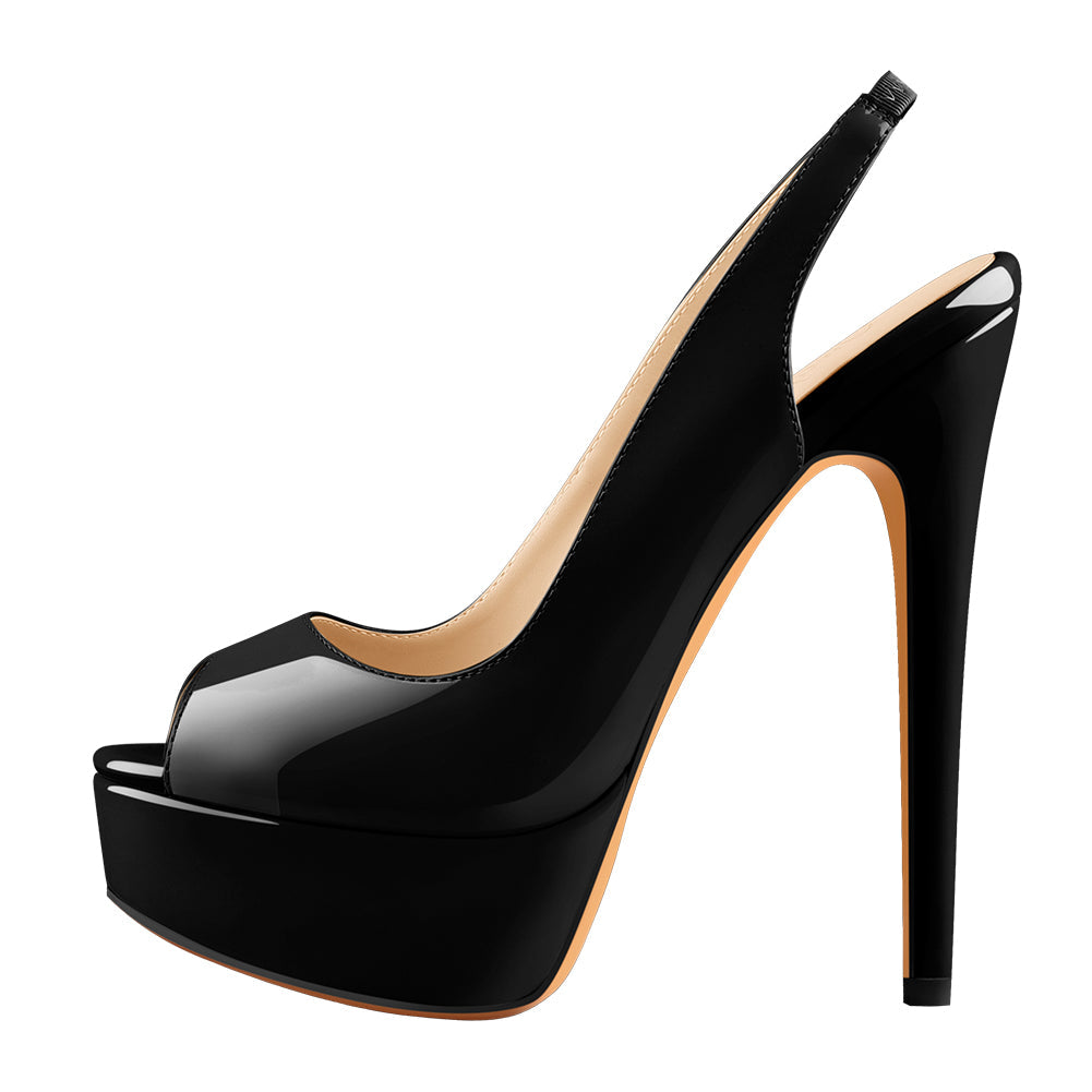 Platform Peep Toe Slingback High Heels | Onlymaker Discount