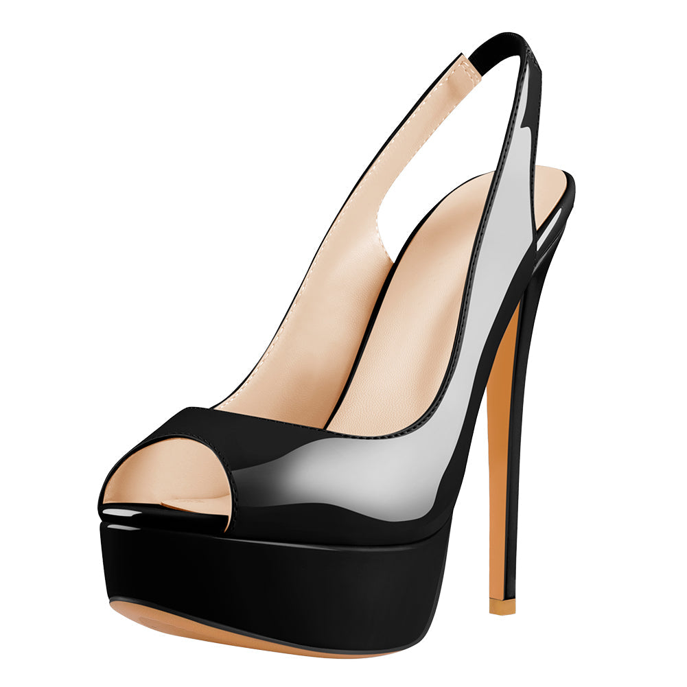 Platform Peep Toe Slingback High Heels | Onlymaker Discount