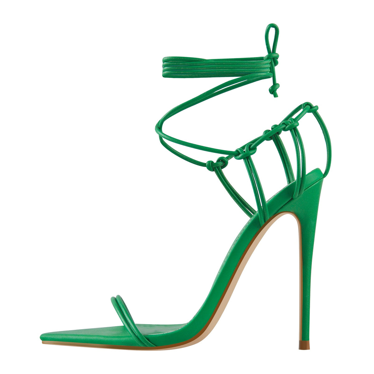 Pointed Toe Lace Up Strap High Heel Sandals | Onlymaker Trending