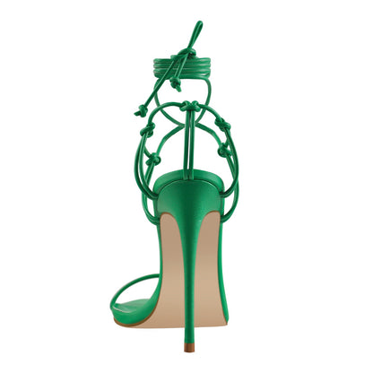 Pointed Toe Lace Up Strap High Heel Sandals | Onlymaker Trending