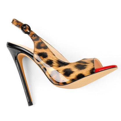 Black Red Gradient Open Toe High Heels Slingback Sandals | Onlymaker Great Value