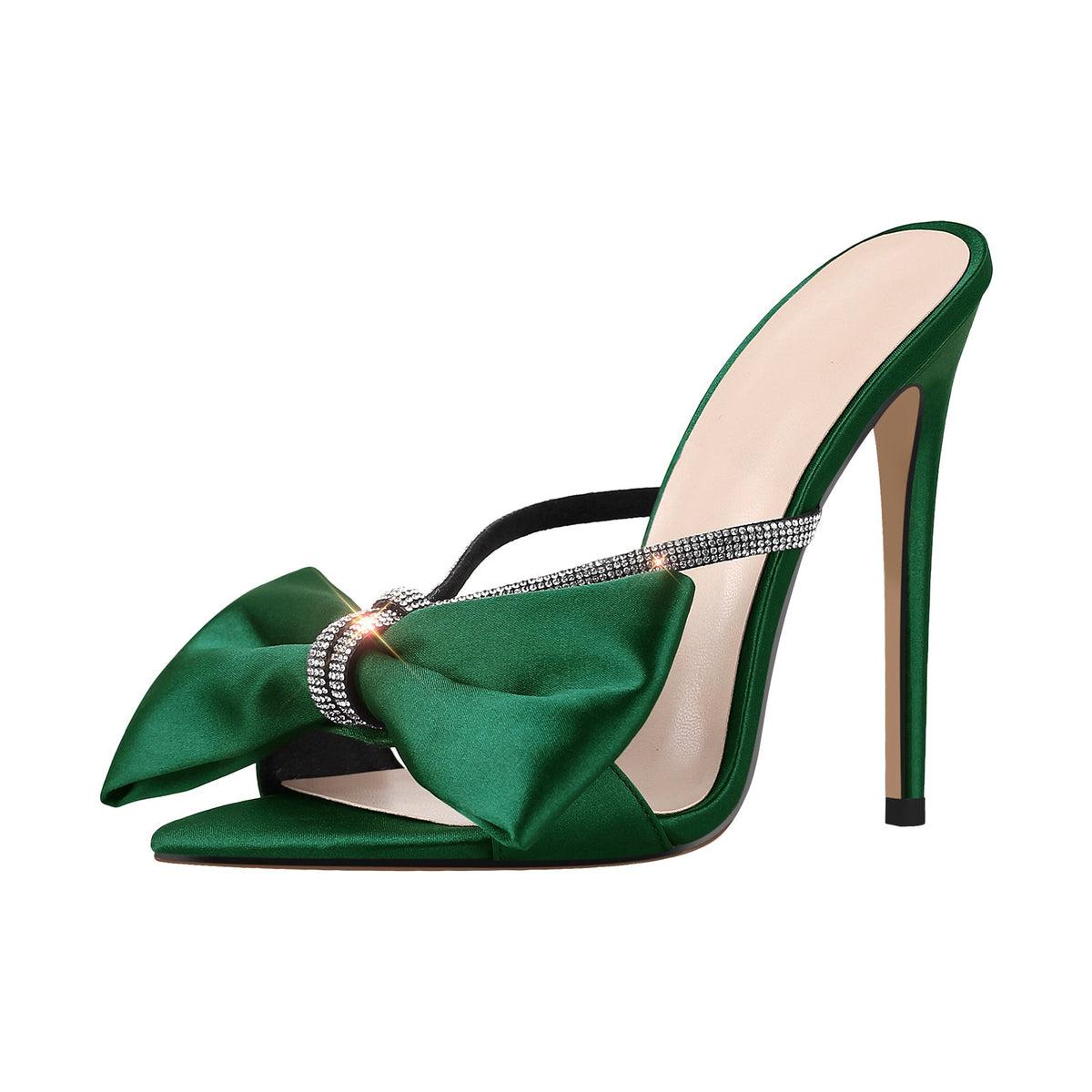 Pointed Toe Bow Rhinestones High Heel Sandals | Onlymaker Deals