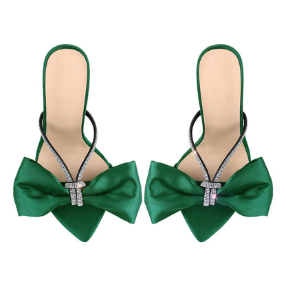 Pointed Toe Bow Rhinestones High Heel Sandals | Onlymaker Deals