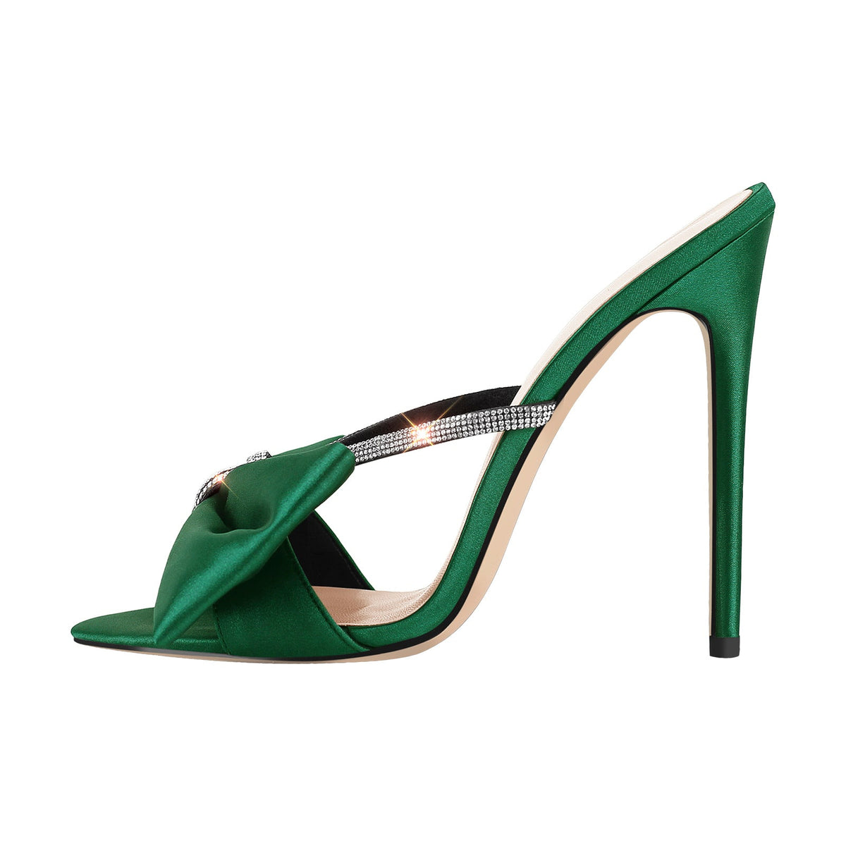 Pointed Toe Bow Rhinestones High Heel Sandals | Onlymaker Deals