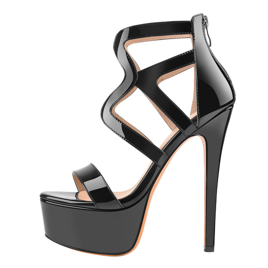 Platform Gladiator Cut Out Stilettos High Heels Sandals | Onlymaker Deals