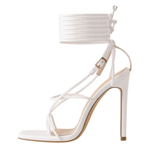 Square Toe Strap High Heel Stiletto Sandals | Onlymaker Trending