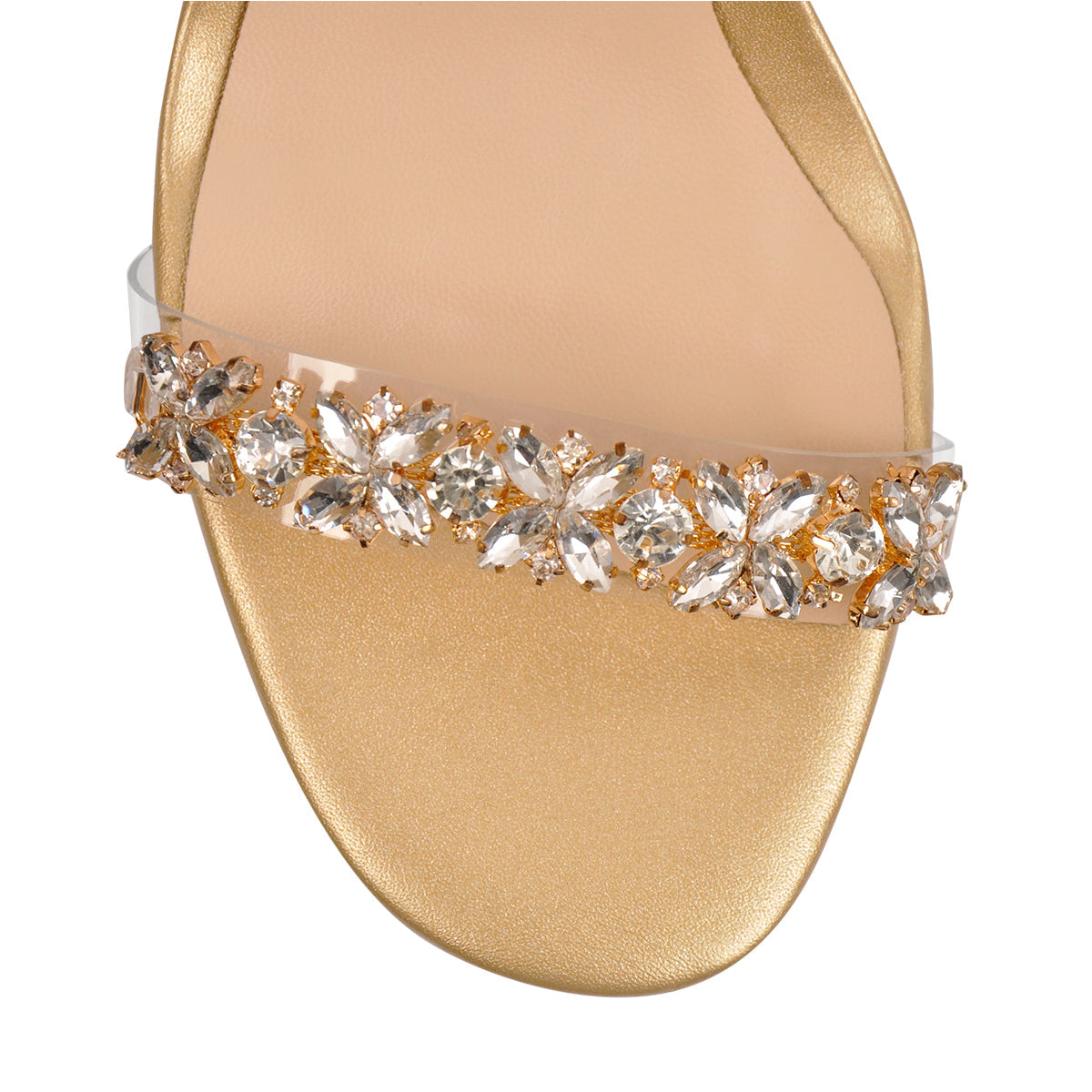 Ankle Clear Strap Rhinestone Transparent Perspex Heels Sandals | Onlymaker Signature