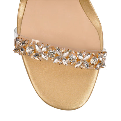 Ankle Clear Strap Rhinestone Transparent Perspex Heels Sandals | Onlymaker Signature