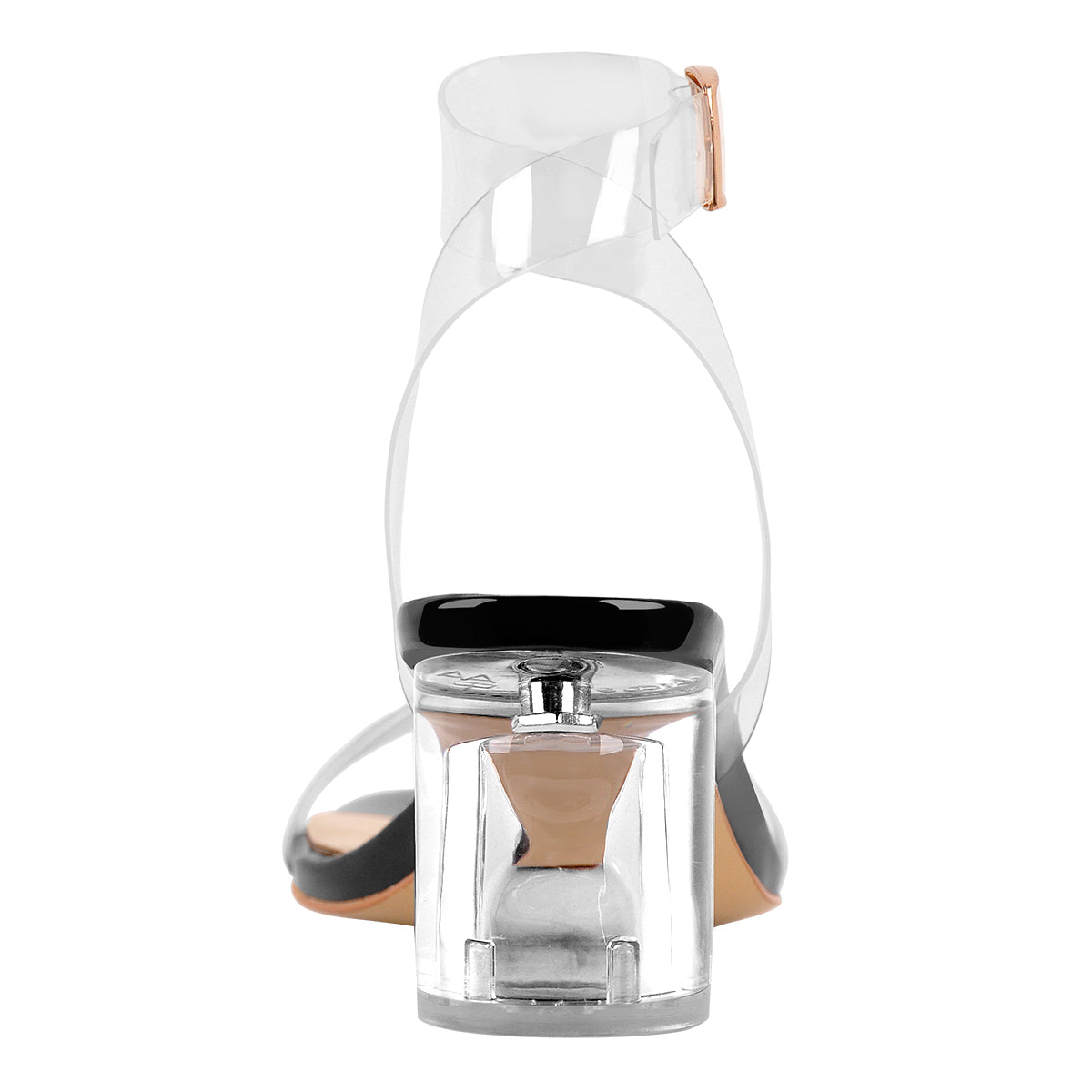 Ankle Clear Strap Transparent Perspex Chunky Heels Sandals | Onlymaker Exclusive