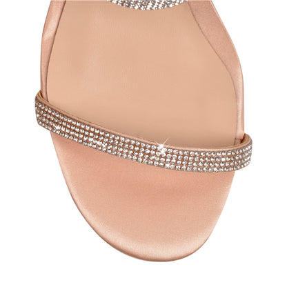 Rhinestone Strap Lucite Clear Block Chunky Perspex High Heels Sandals | Onlymaker Sale