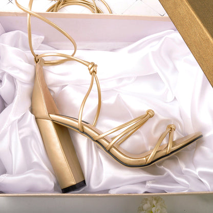 Gladiator Lace up Chunky High Heel Sandals | Onlymaker Top Pick