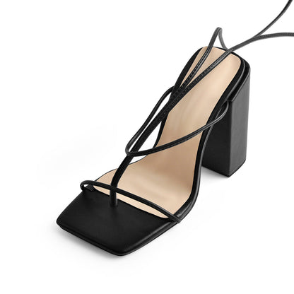 Ankle Strap Square Toe Chunky Heels Sandals | Onlymaker Popular