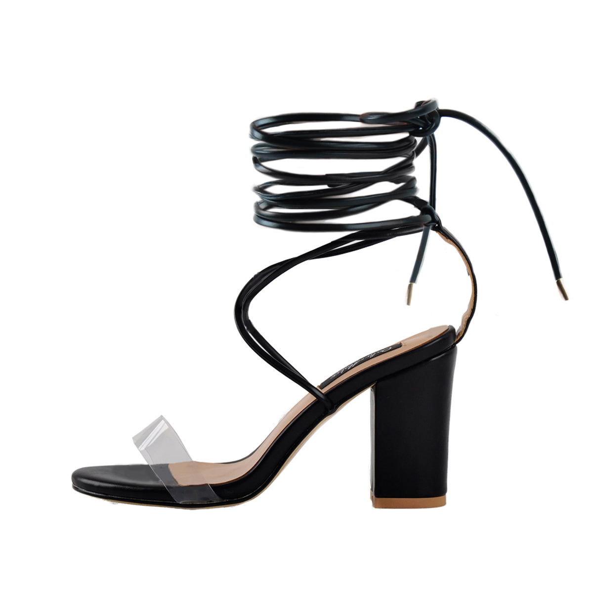Chunky High Heel Orange Lace Up Sandals | Onlymaker Best Price