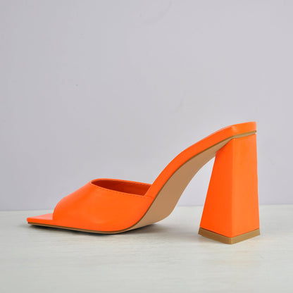 Square Toe Chunky Heel Sandal Mules | Onlymaker Popular
