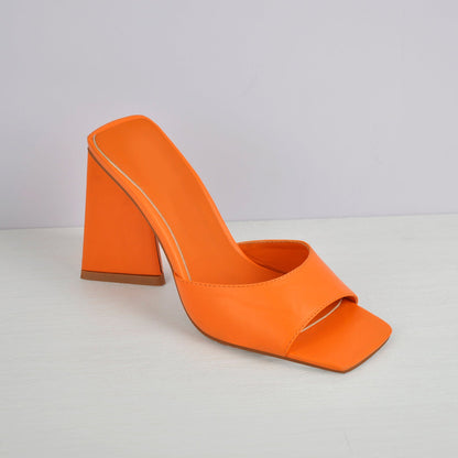 Square Toe Chunky Heel Sandal Mules | Onlymaker Popular