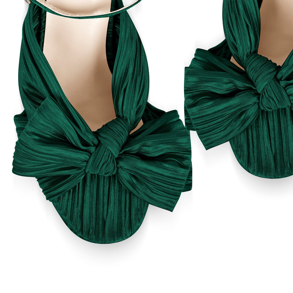 Platform Ankle Strap Pleated Bow Sandals | Onlymaker Exclusive