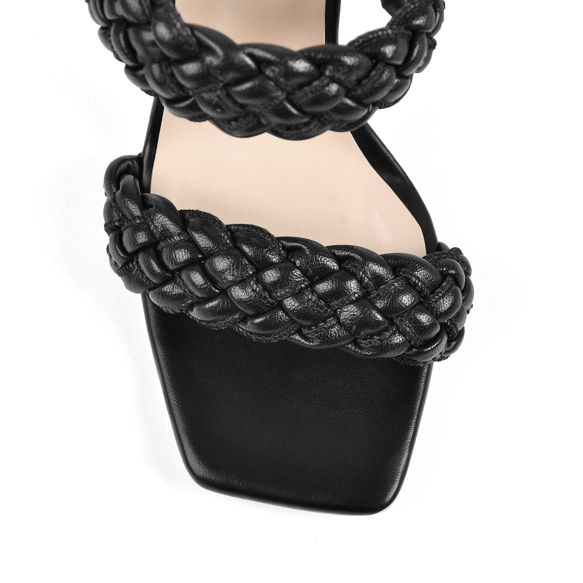 Black Open Toe Chunky High Heel Mules Sandals | Onlymaker Quality