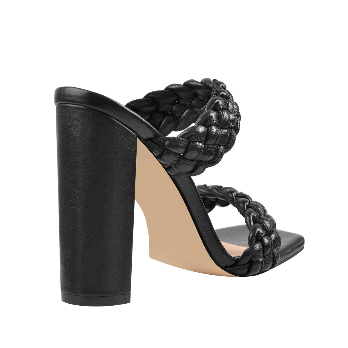 Black Open Toe Chunky High Heel Mules Sandals | Onlymaker Quality