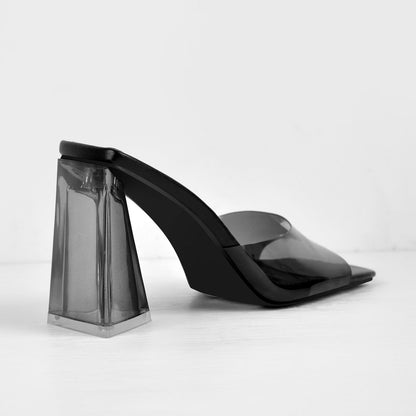 Clear Chunky Heel Sandals Mules | Onlymaker Recommended