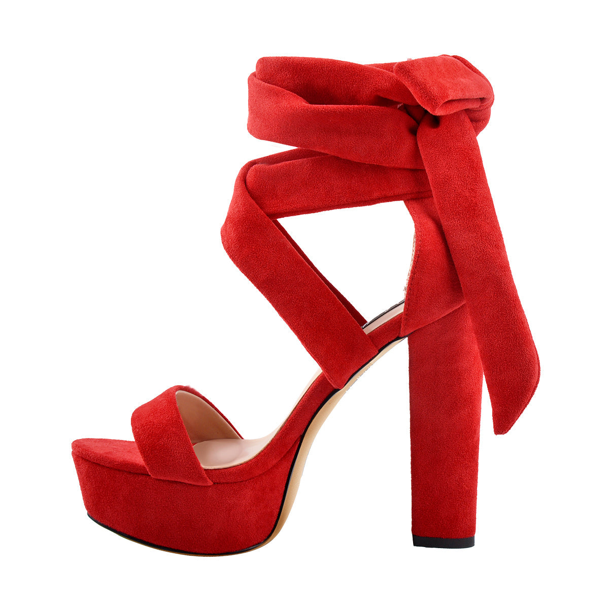Suede Lace Up Platform Chunky High Heel Sandals | Onlymaker Trusted
