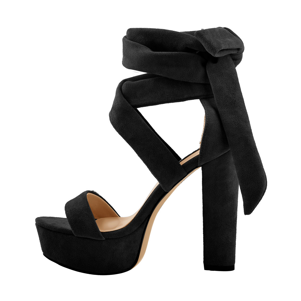 Suede Lace Up Platform Chunky High Heel Sandals | Onlymaker Trusted