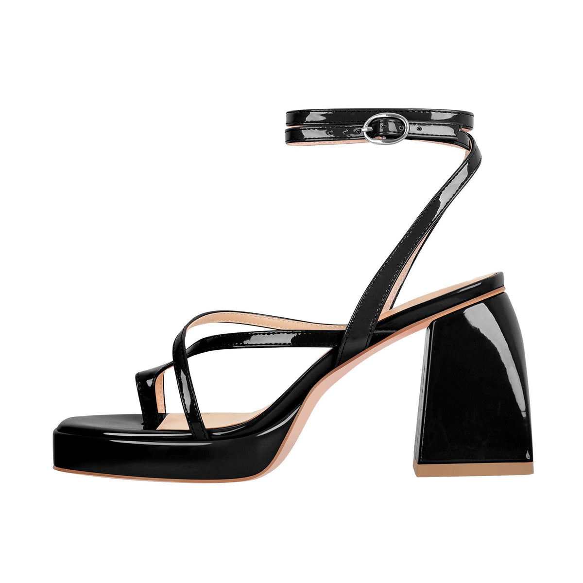 Chunky Mid Heel Criss Cross Platform Sandals | Onlymaker Essential