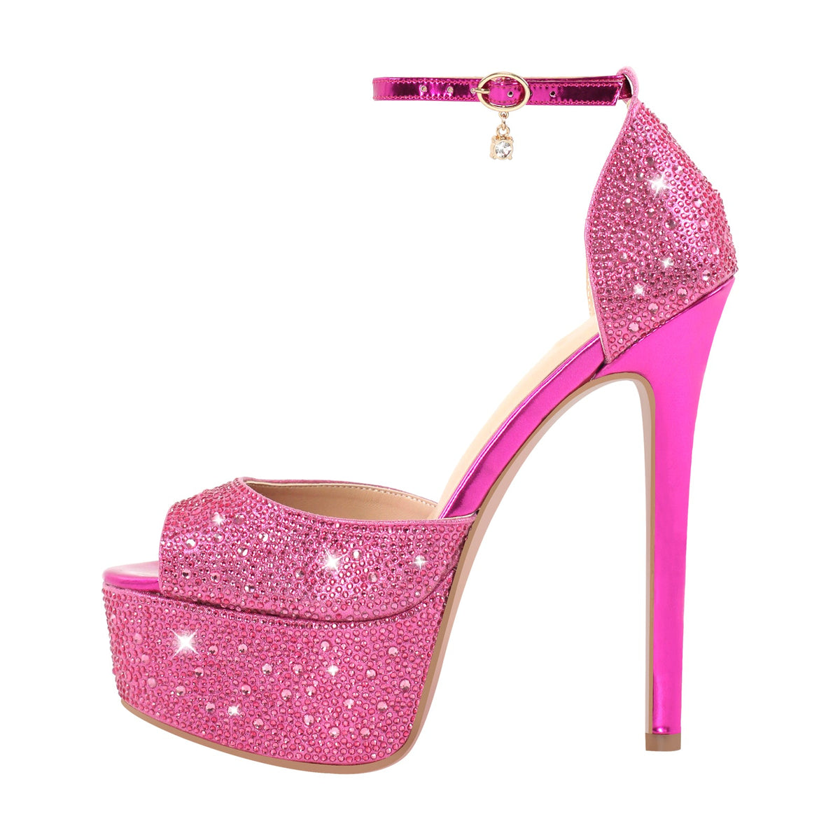 Rhinestone Peep Toe High Heel Platform Sandals | Onlymaker Great Value